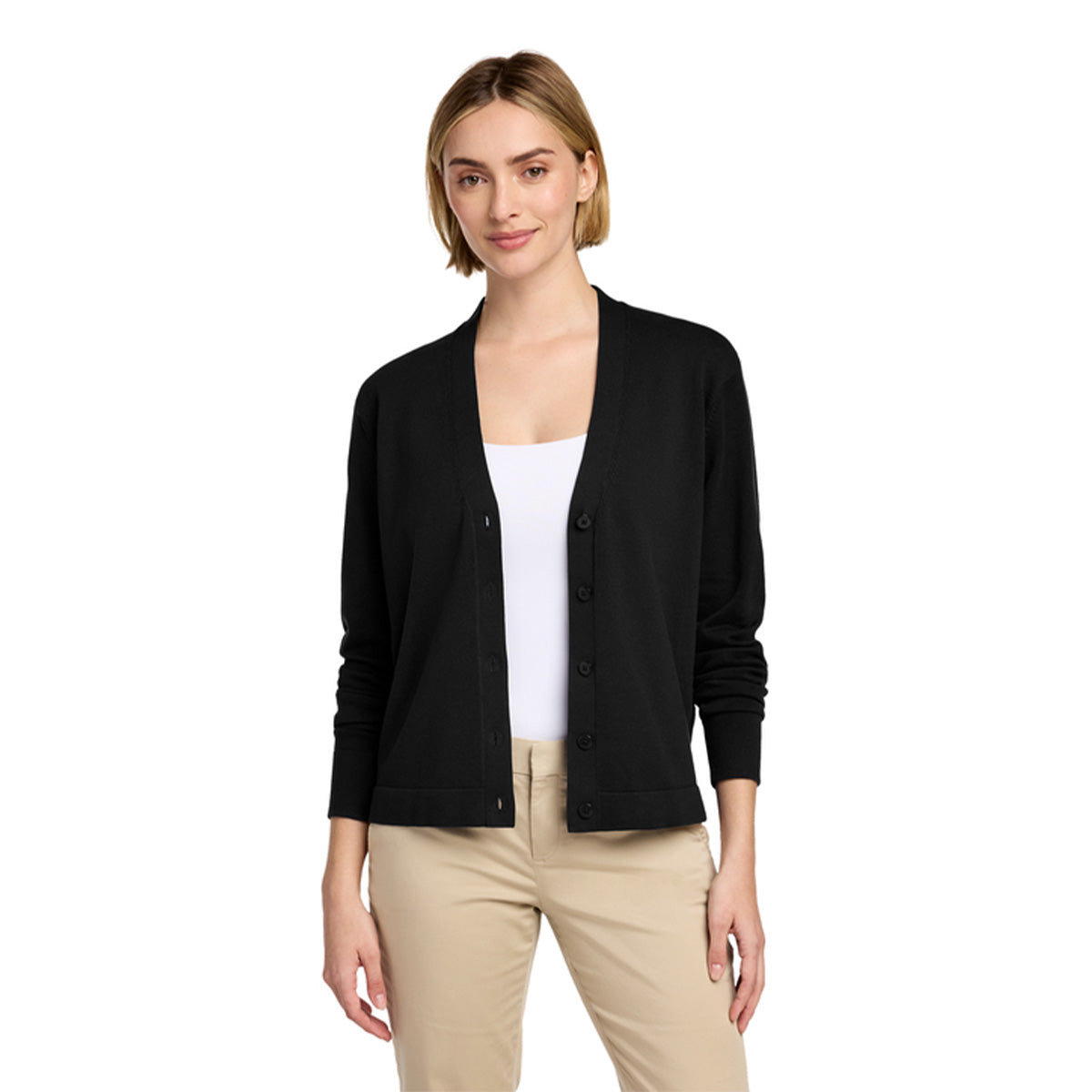 Black Cotton Stretch Cardigan Sweater