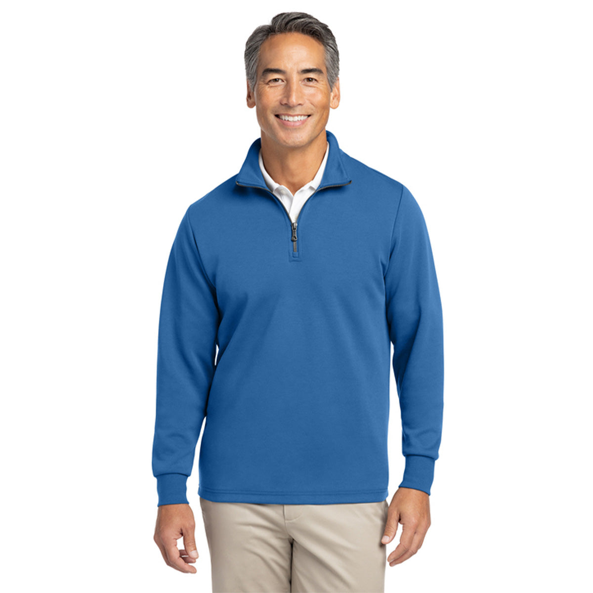 Light Blue Double Knit Quarter Zip Pullover