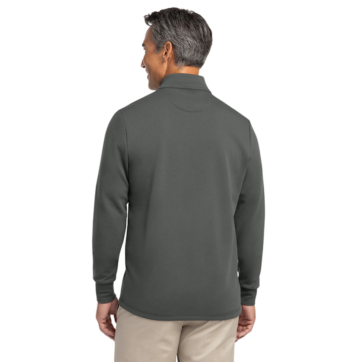 Back Gray Double Knit Quarter Zip Pullover