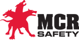 Red silhouette of a logo for MCR Safety.