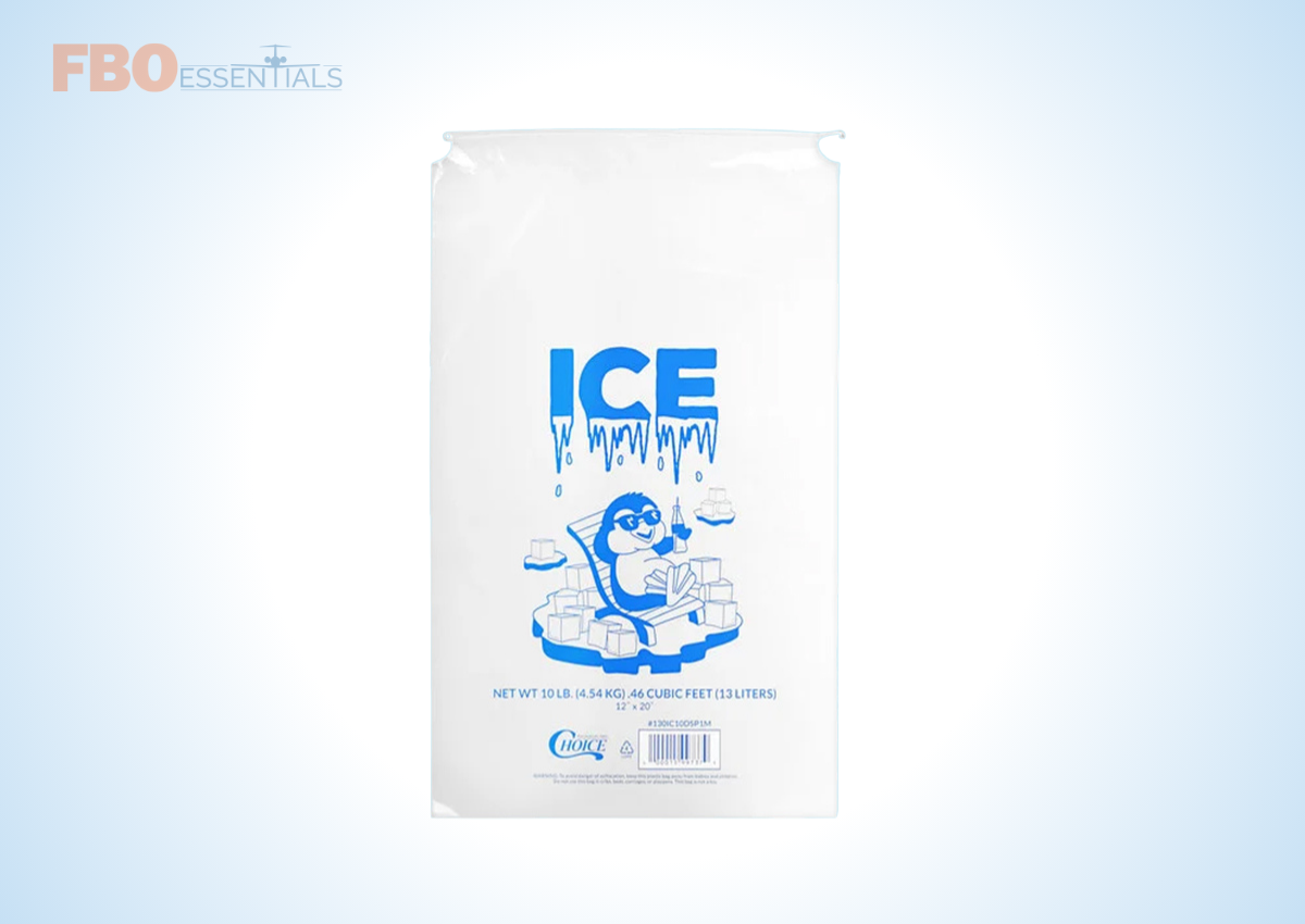 10 lb. Clear Plastic Drawstring Ice Bag with Ice Print - 500/Case image 0