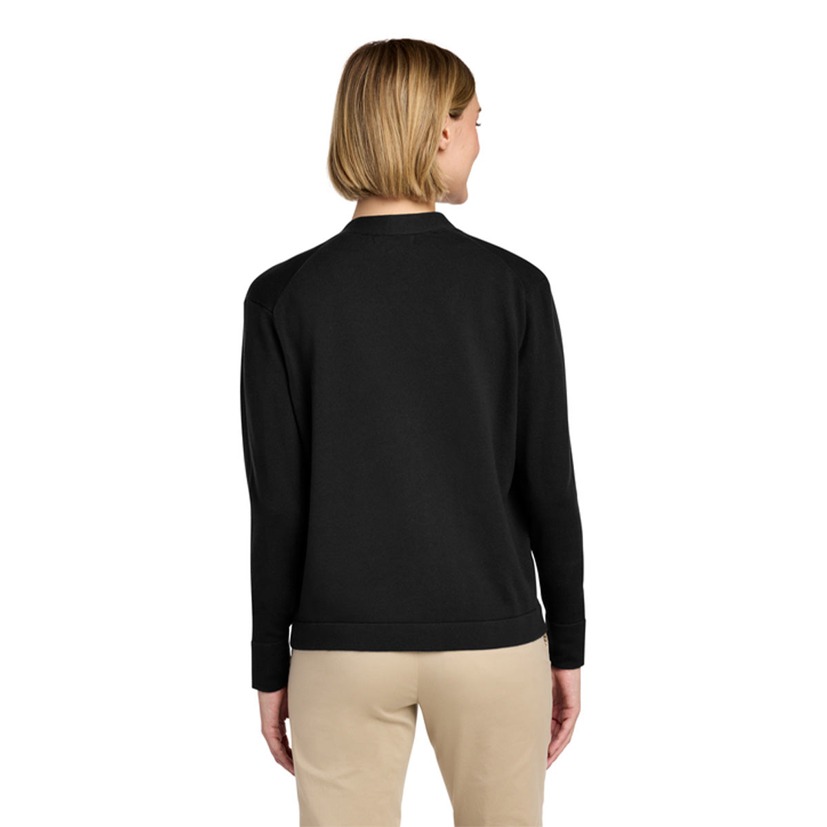 Black Cotton Stretch Cardigan Sweater Back
