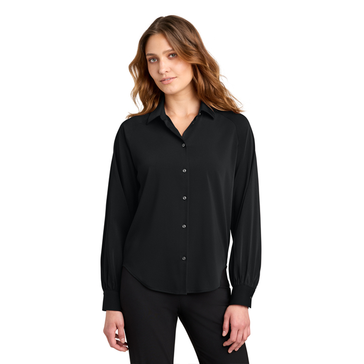 Black Mercer+Mettle Women’s Long Sleeve Buttery Soft Blouse