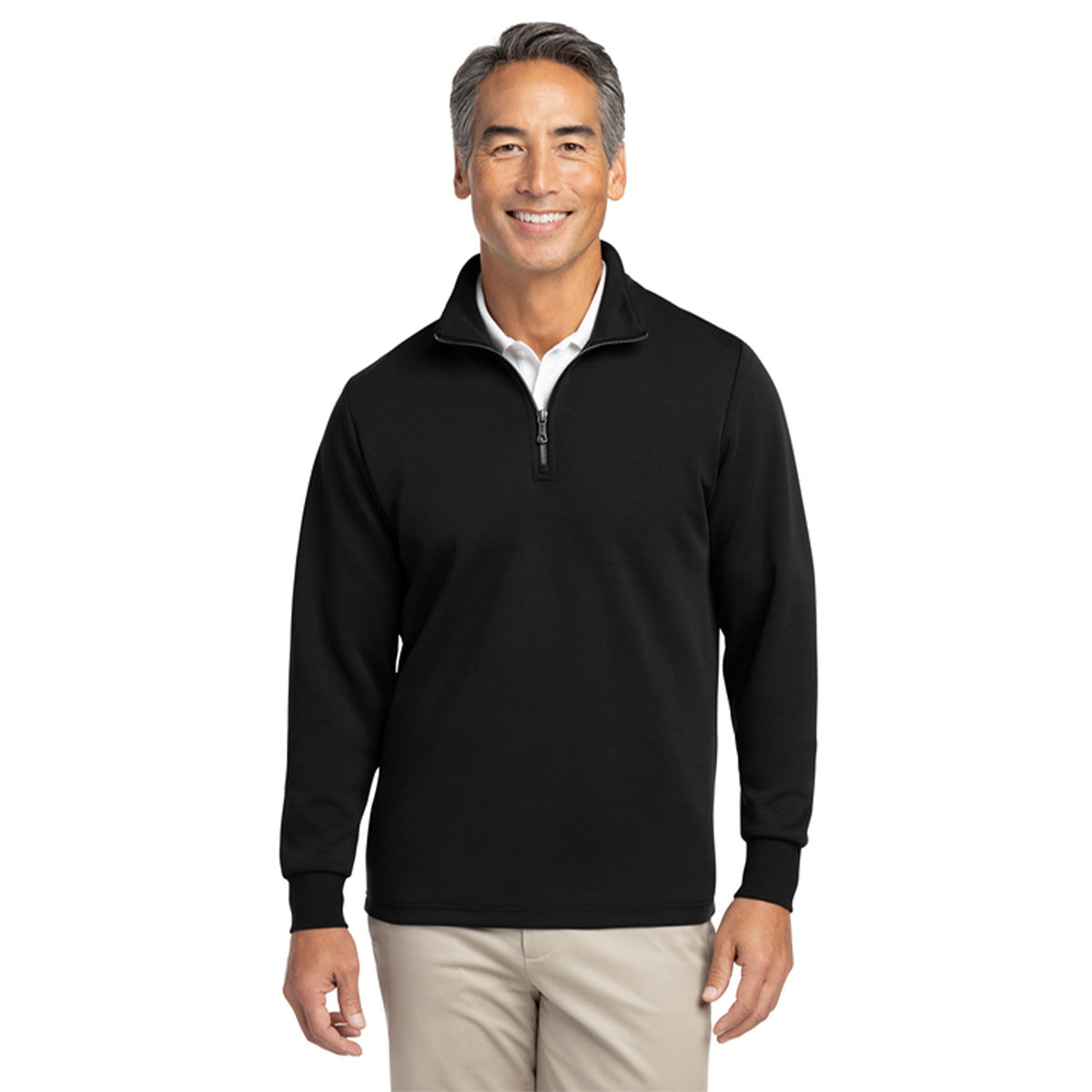 Black Double Knit Quarter Zip Pullover