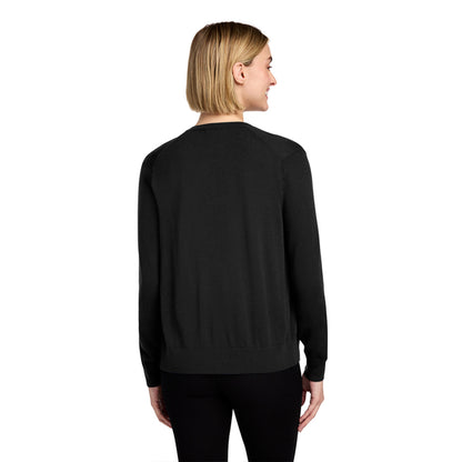 Black merino cardigan sweater back