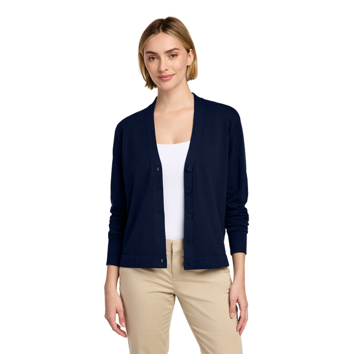 Blue Cotton Stretch Cardigan Sweater