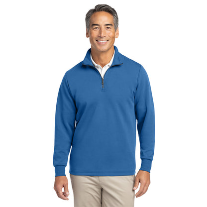 Light Blue Double Knit Quarter Zip Pullover