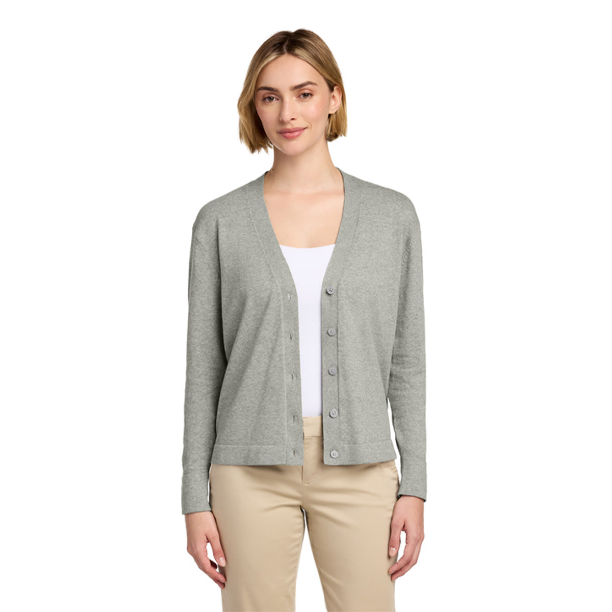 Gray Cotton Stretch Cardigan Sweater