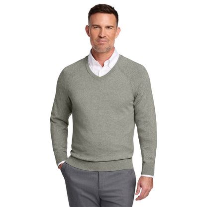 Gray Cotton Stretch V-Neck Sweater
