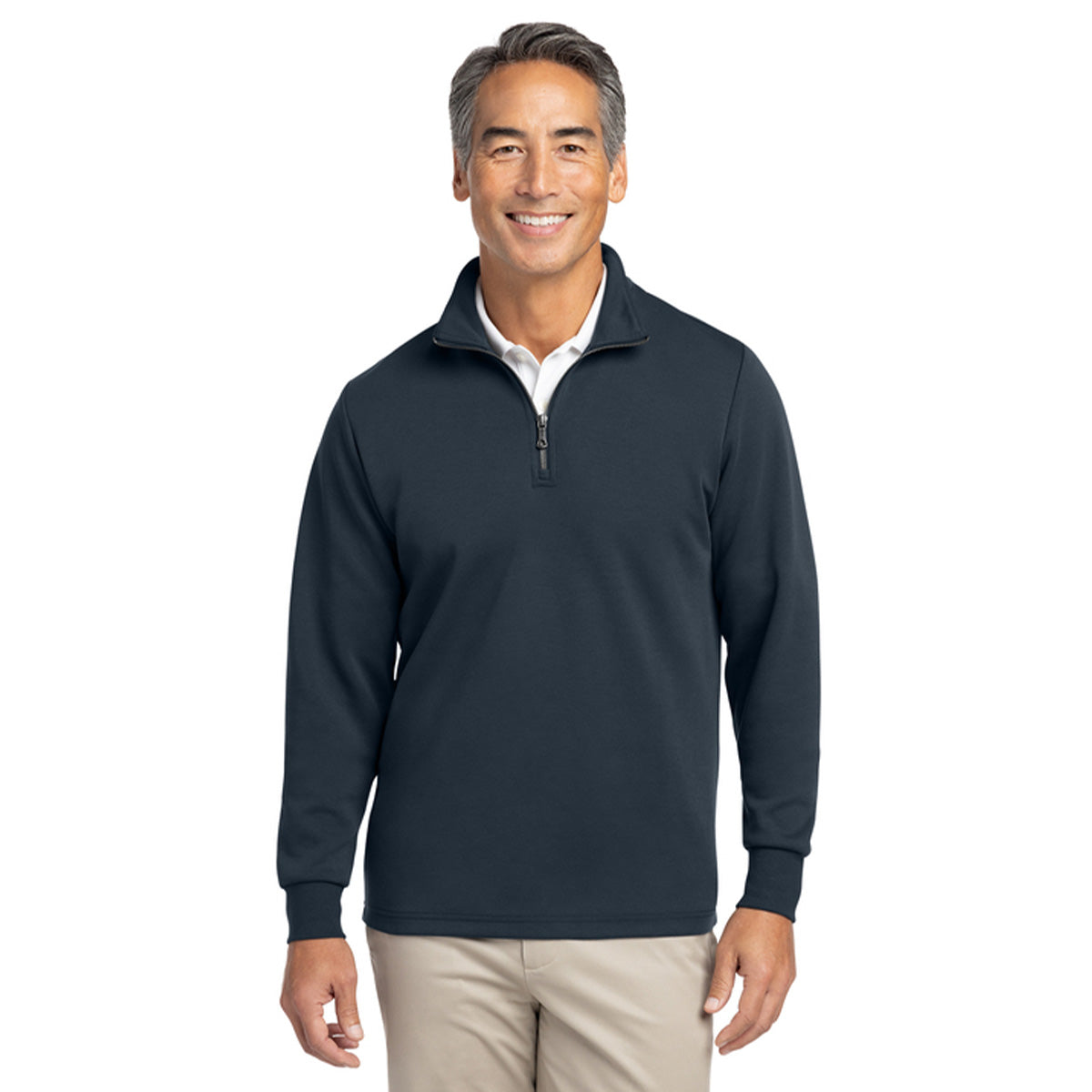 Navy Blue Double Knit Quarter Zip Pullover