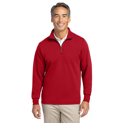 Red Double Knit Quarter Zip Pullover