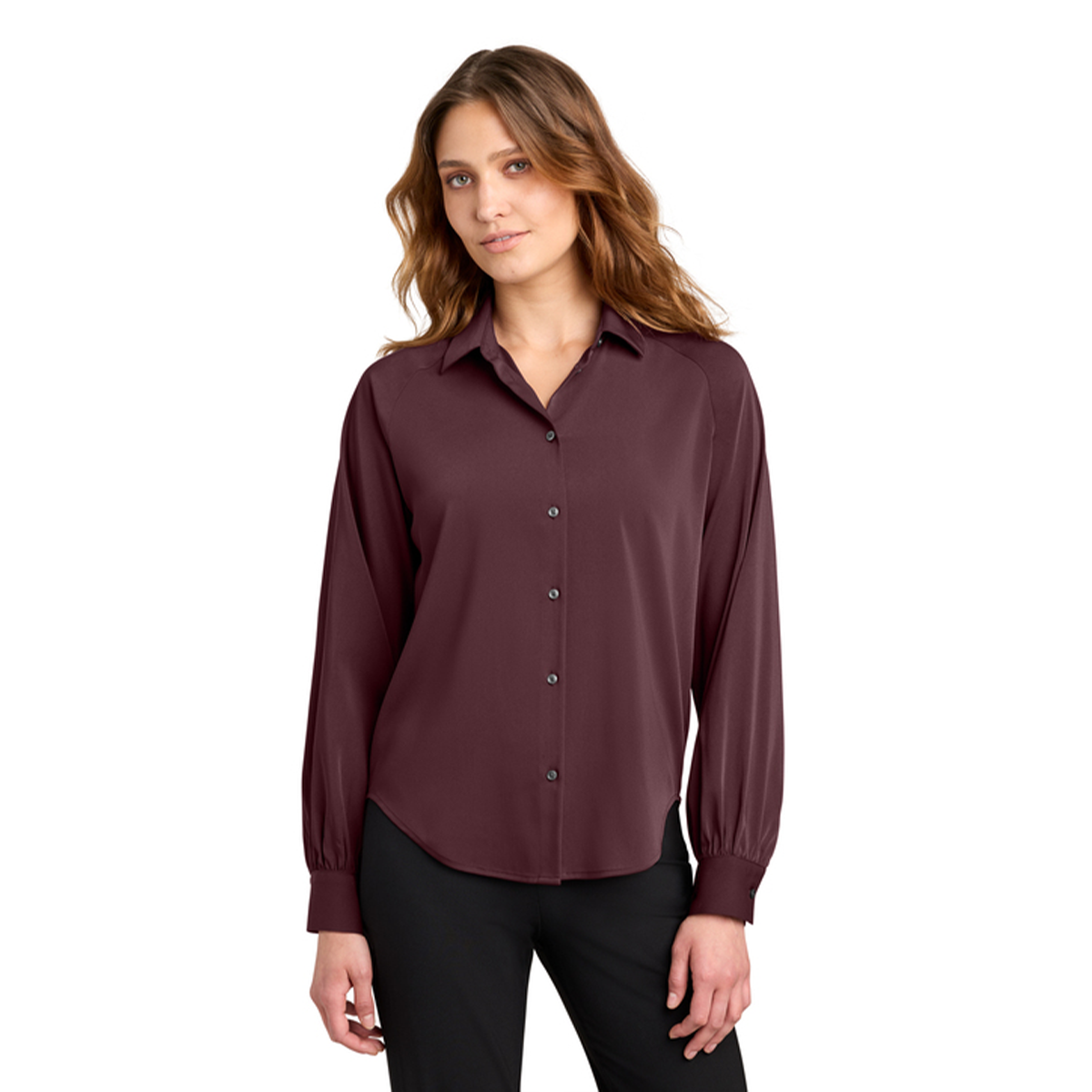 Red Mercer+Mettle Women’s Long Sleeve Buttery Soft Blouse