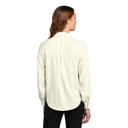 White Mercer+Mettle Women’s Long Sleeve Buttery Soft Blouse back 