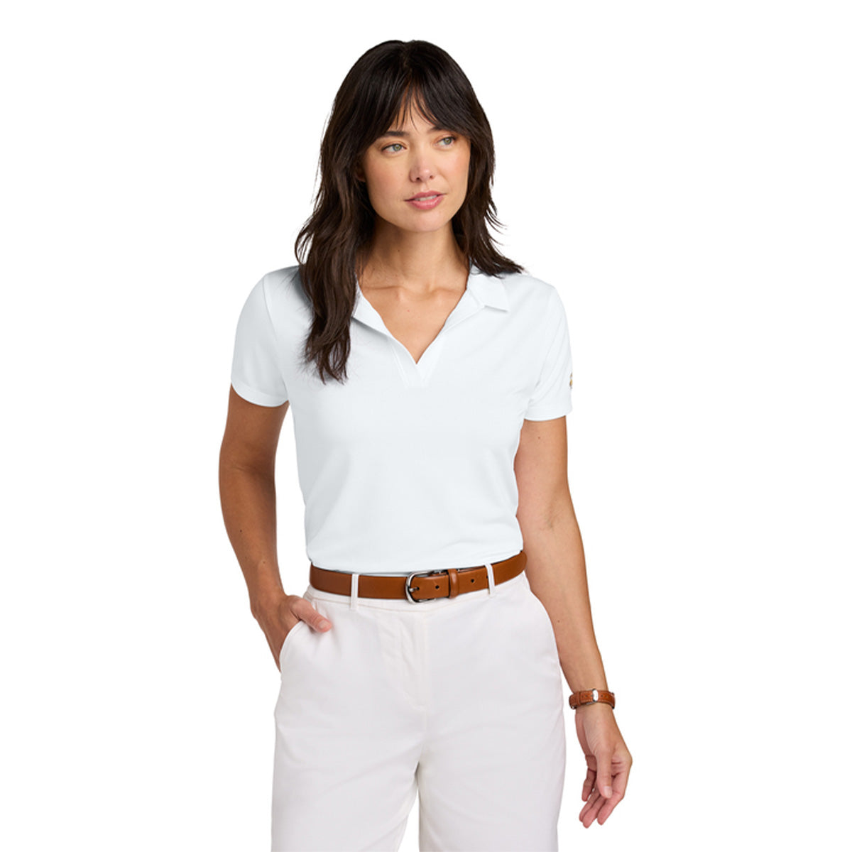 White Women’s Mesh Pique Performance Polo
