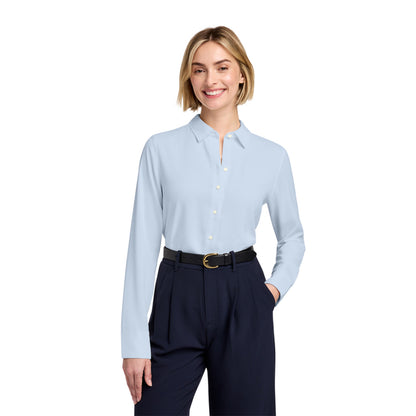 light blue satin blouse 